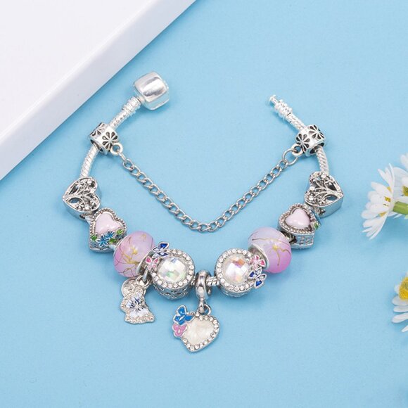 925 Love Valentine's Day Themed Decorative Pendant Bracelet - Picture 4 of 5